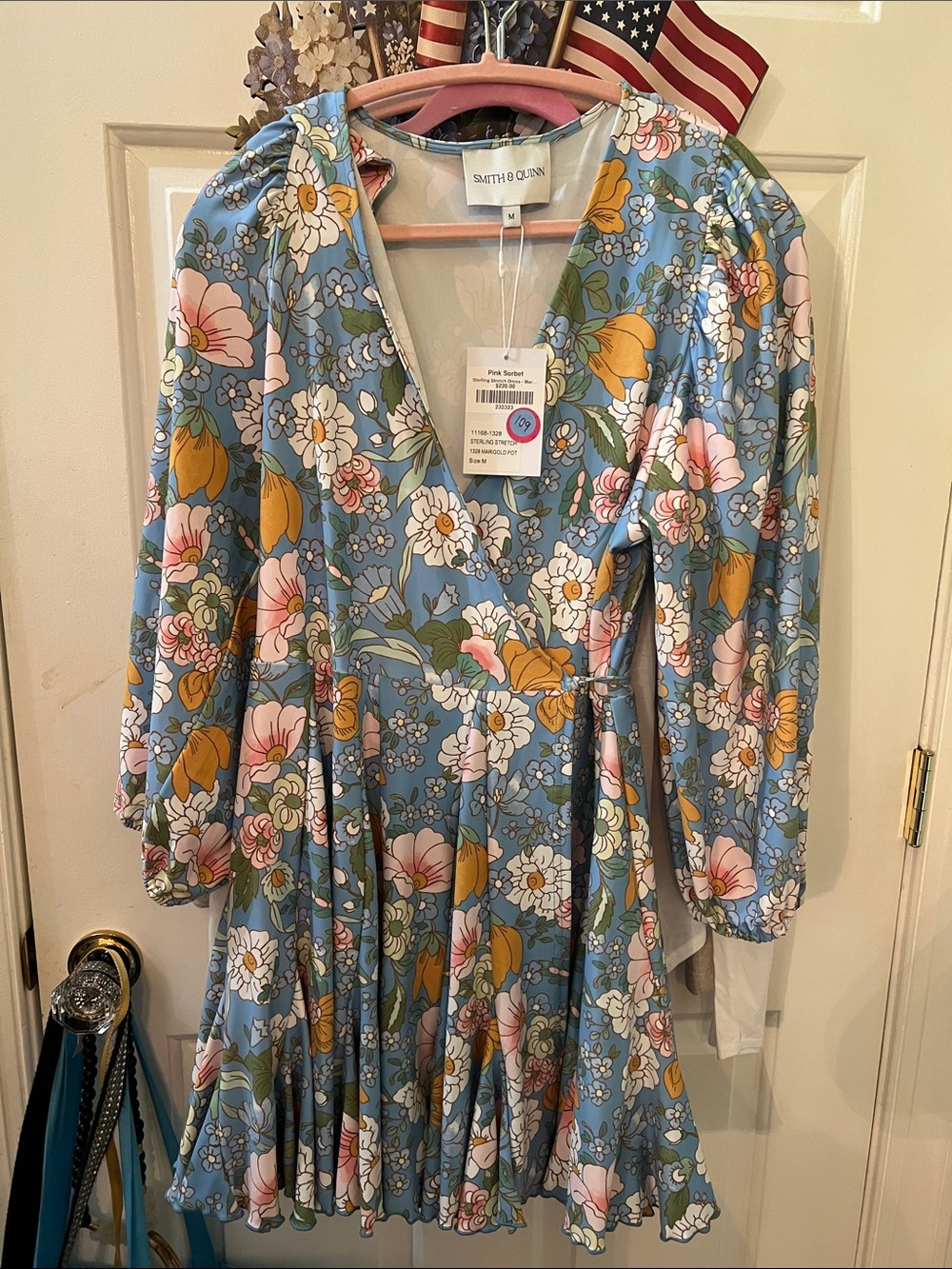 Smith & Quinn Blue Floral V-Neck Mini Dress